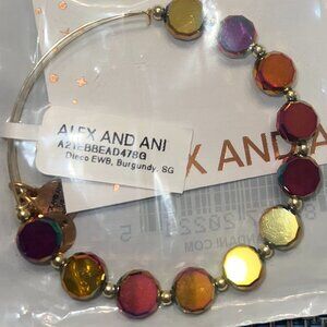 ALEX AND ANI DISCO BEADED BANGLE BRACELET BURGUNDY
